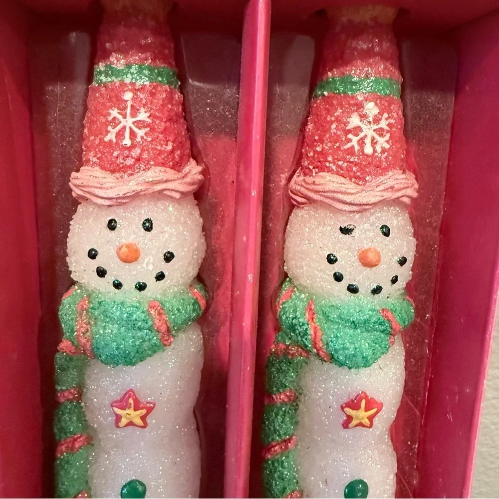 Vintage Russ snowman decorative taper candles- new with box